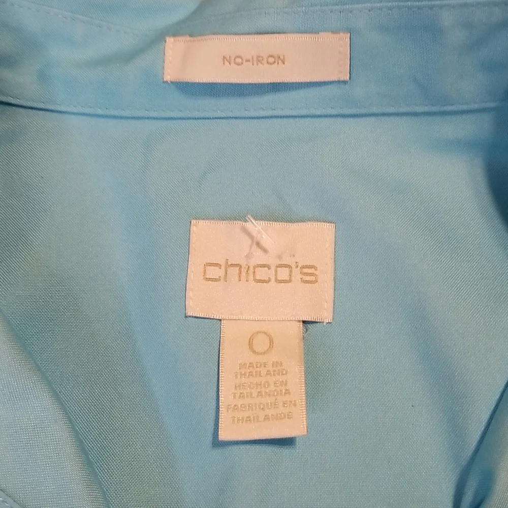 Chico's No Iron Top 3/4 Sleeve Blue Size Small NWOT - Picture 5 of 7